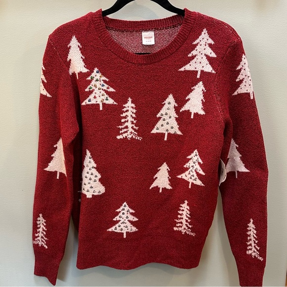 Holiday Time Red and White Crew Neck Sweater Festive Design Women’s Size M NWT - Picture 1 of 5